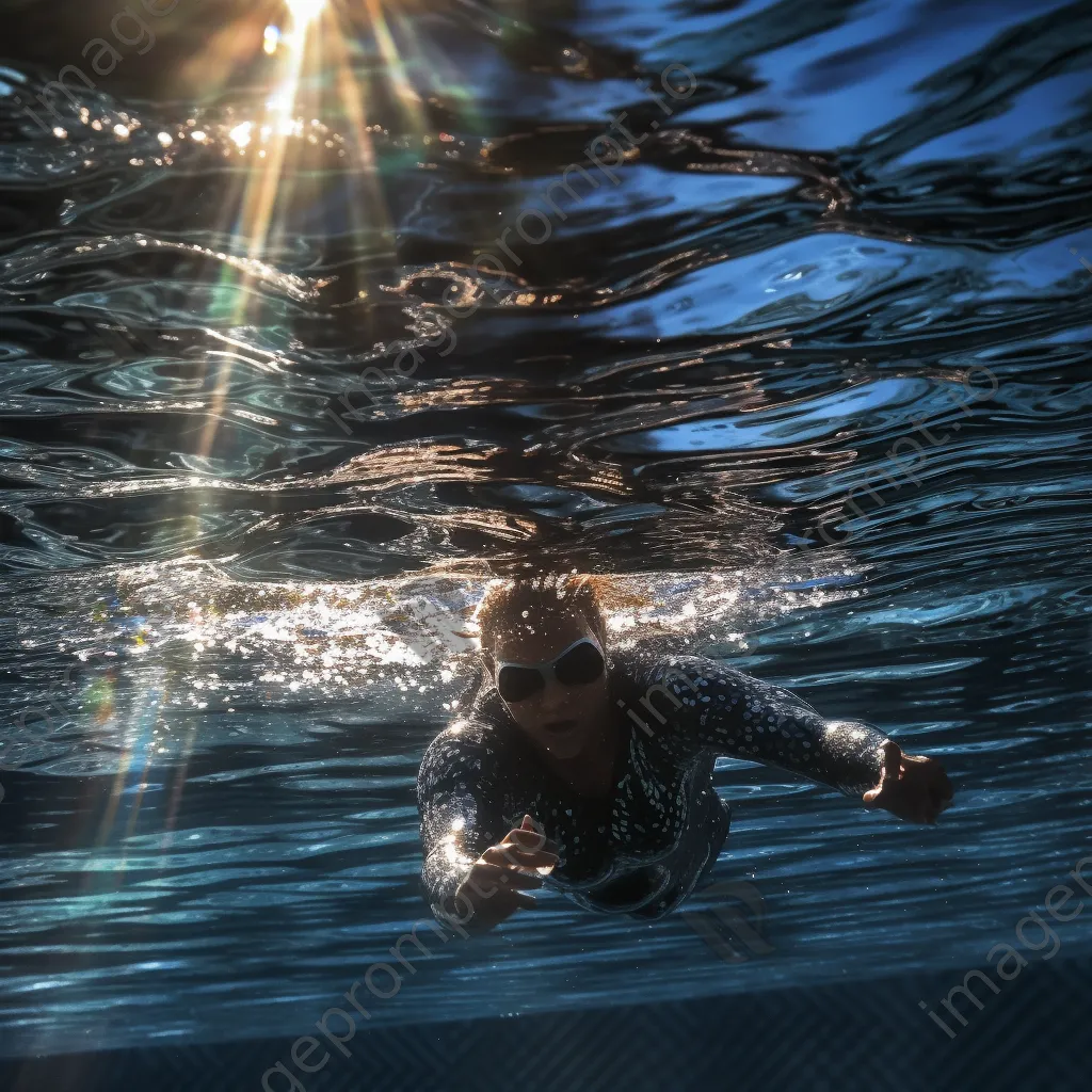 Swimmer diving into a crystal-clear pool. - Image 1