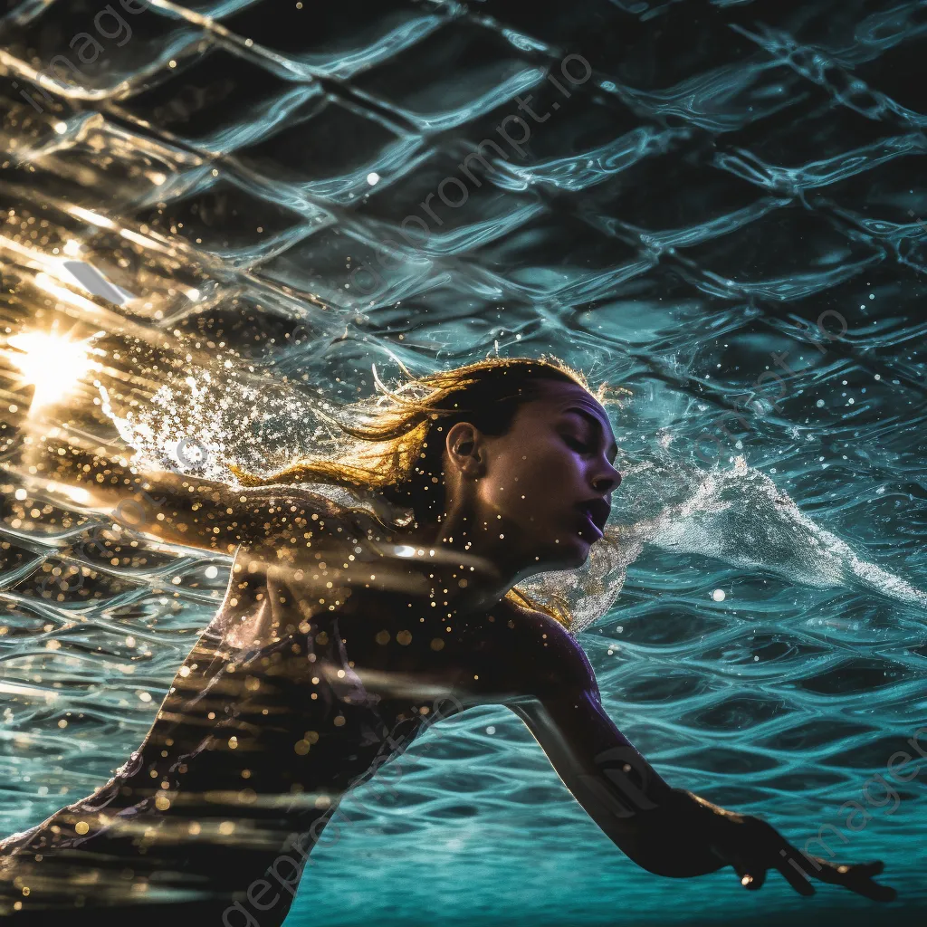 Swimmer diving into a crystal-clear pool. - Image 2