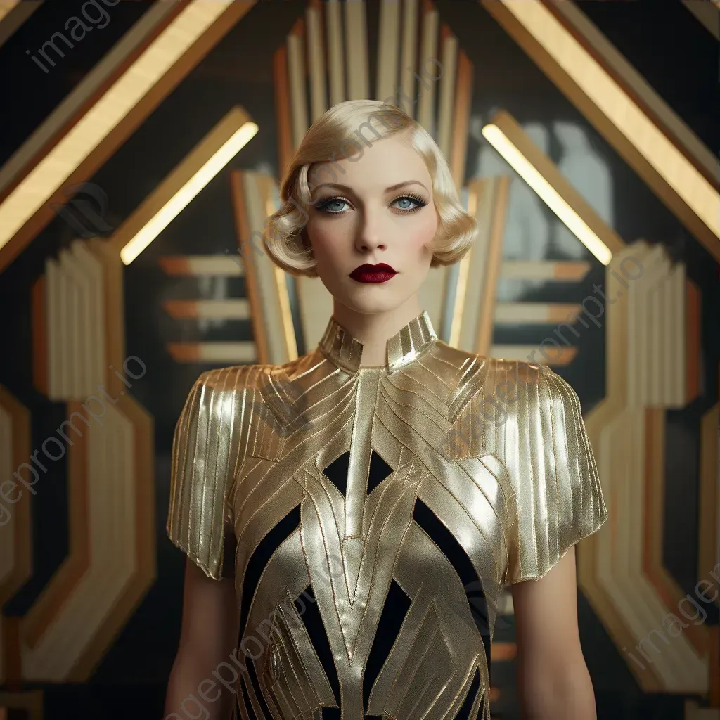 1930s art deco fashion geometric patterns and metallic accents - Image 3