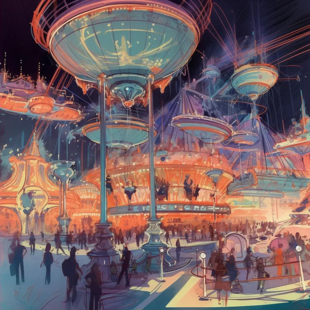 Image of a retro amusement park with futuristic rides - Image 2