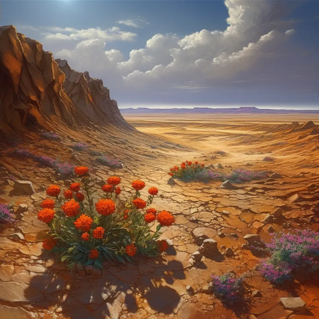 Visual of a barren desert transformed into a blooming oasis - Image 2