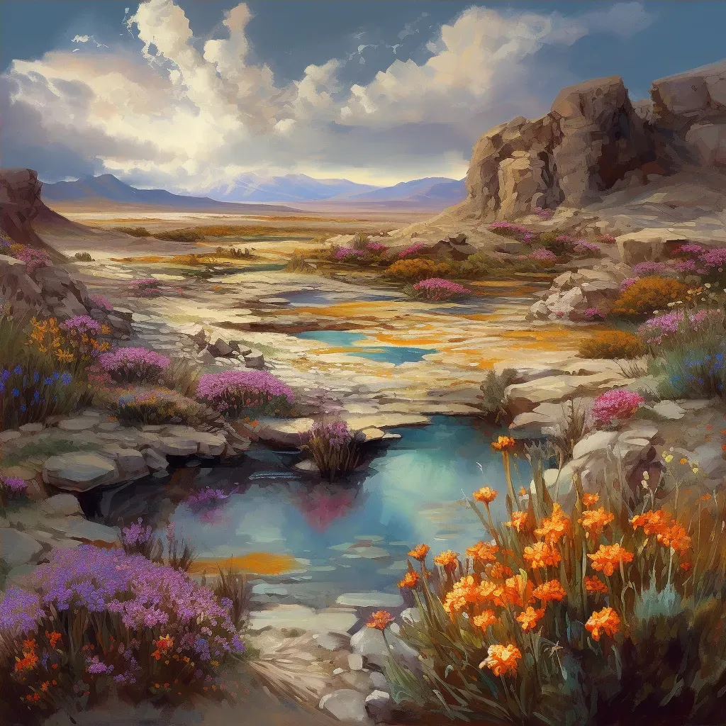 Visual of a barren desert transformed into a blooming oasis - Image 4