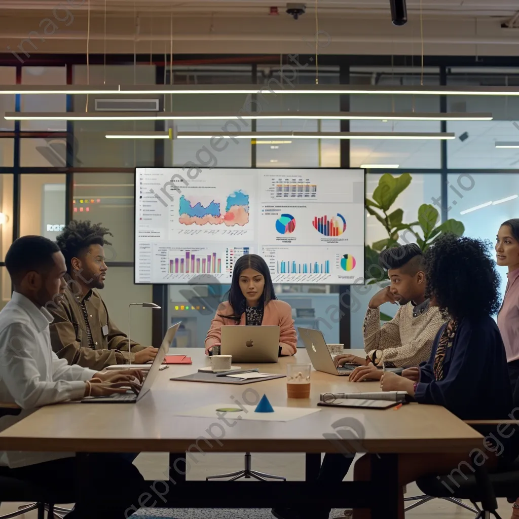 Diverse team around a conference table in an office - Image 1