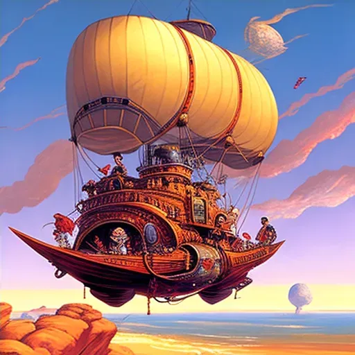 Steampunk airship on voyage over floating islands - Image 4