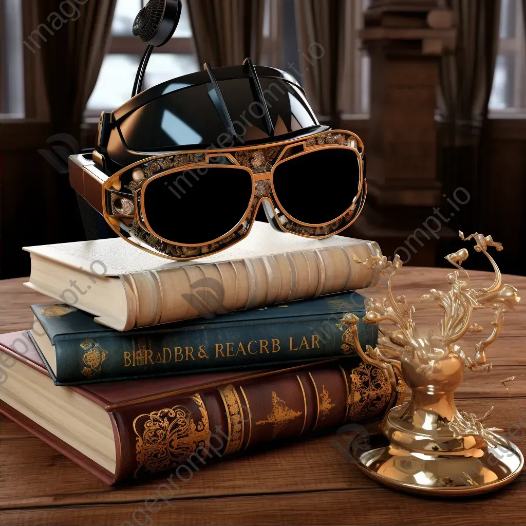 Artwork of a virtual reality book club, where members read from digital parchments using augmented reality spectacles - Image 2