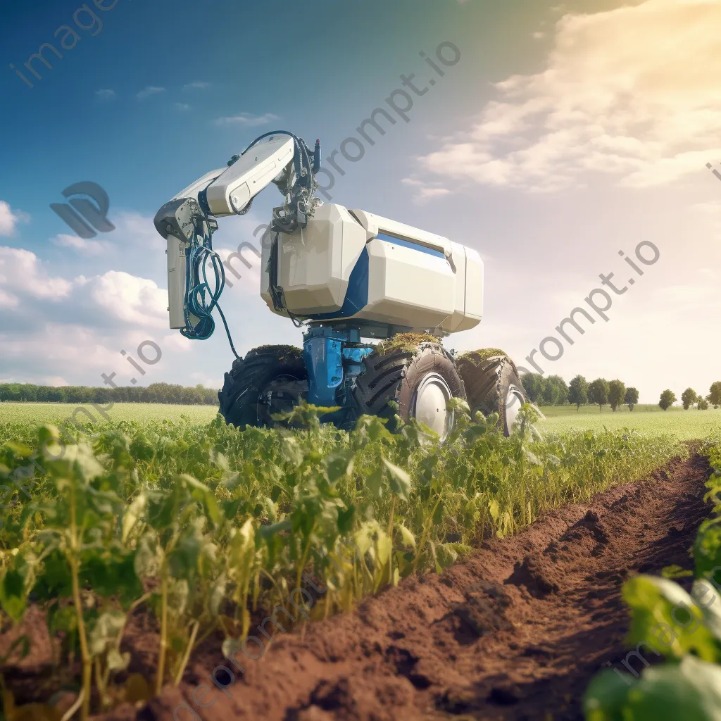 Agricultural robot harvesting crops in field - Image 2