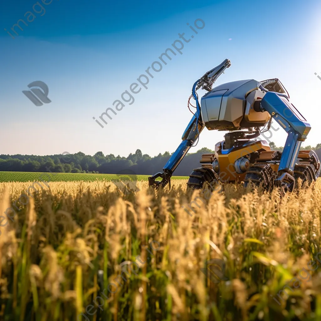 Agricultural robot harvesting crops in field - Image 4