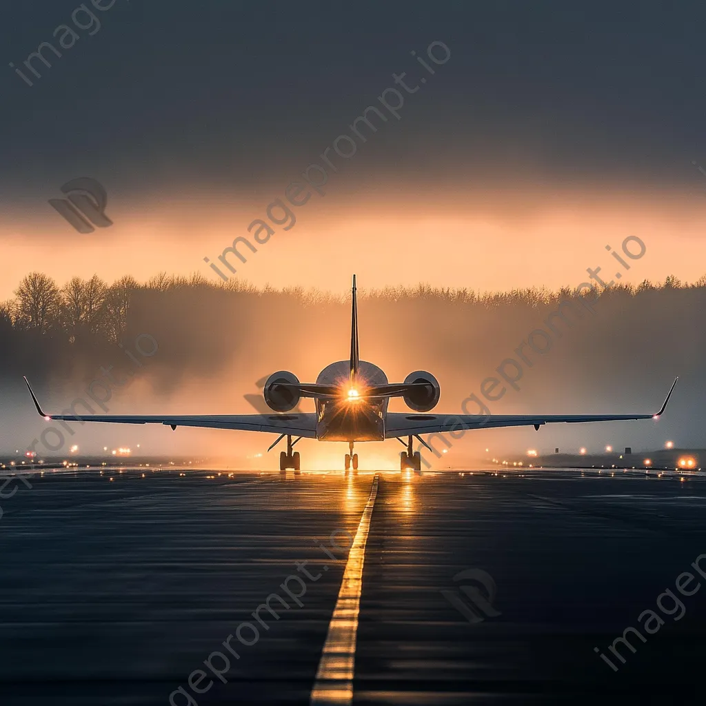 Airplane taxiing on the runway during dawn - Image 2