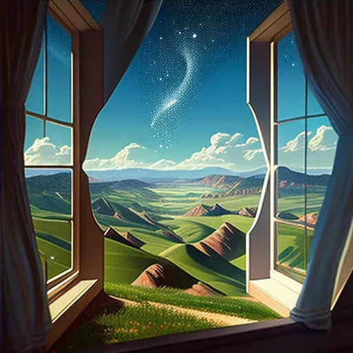 Daytime countryside view with visible stars in the sky - Image 4