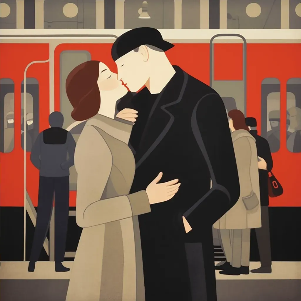 Image of a heartfelt reunion at a train station with embracing figures - Image 4