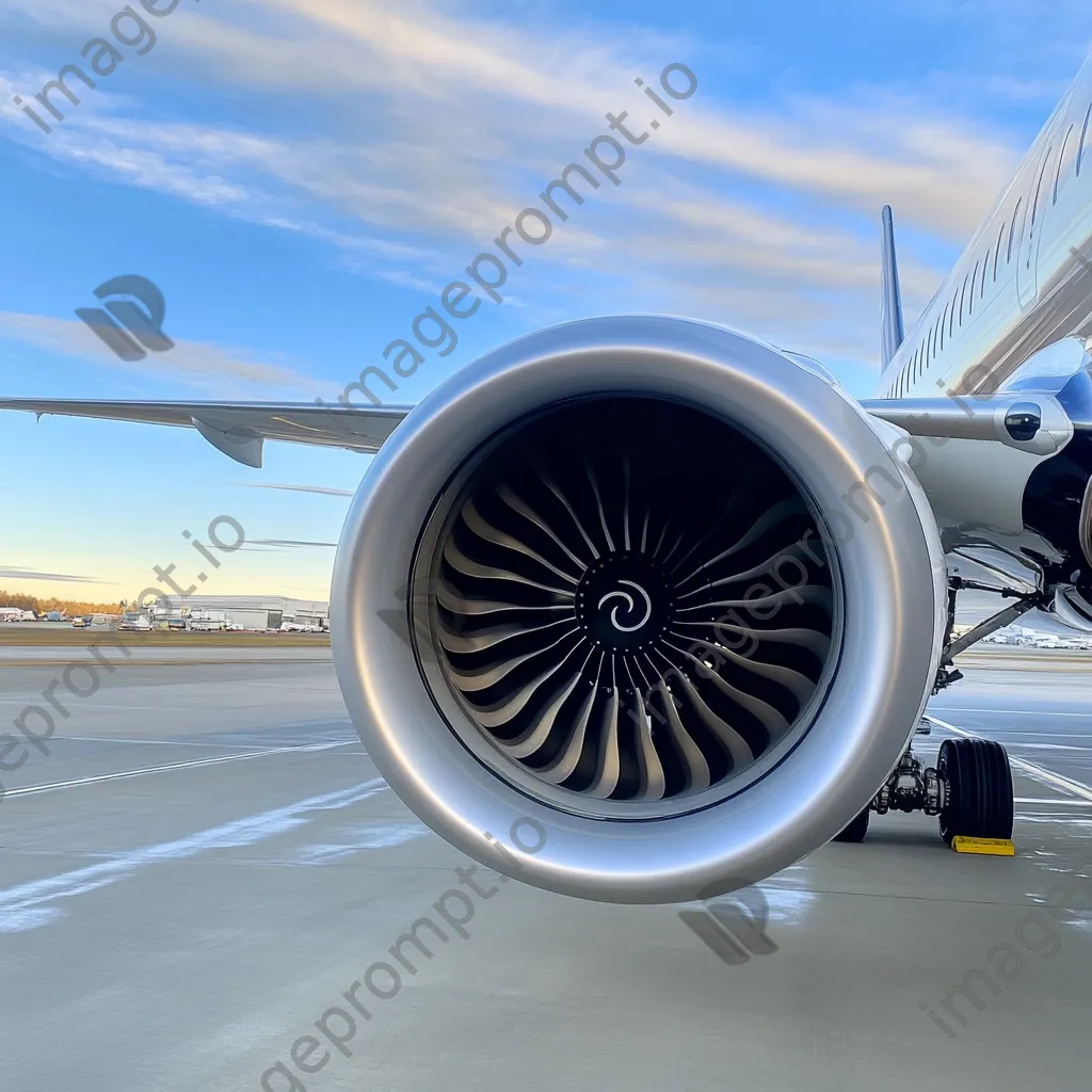 Close-up view of an airplane wing against a blue sky - Image 1