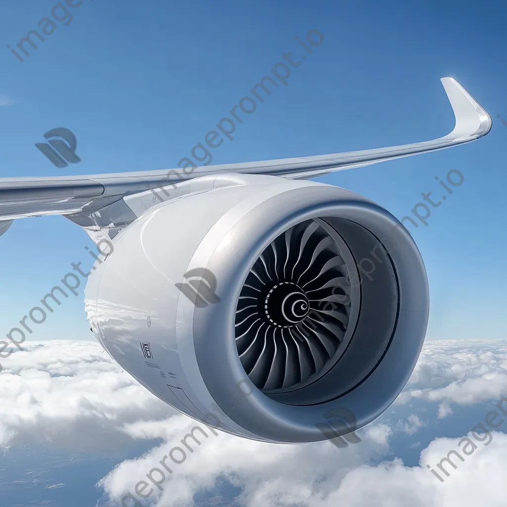 Close-up view of an airplane wing against a blue sky - Image 4