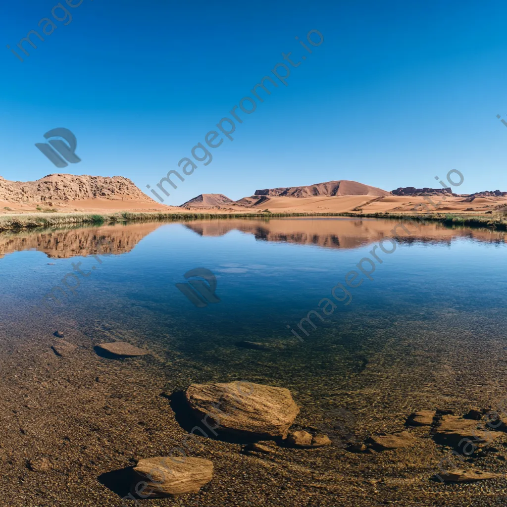 Panoramic view of a vibrant desert oasis - Image 1