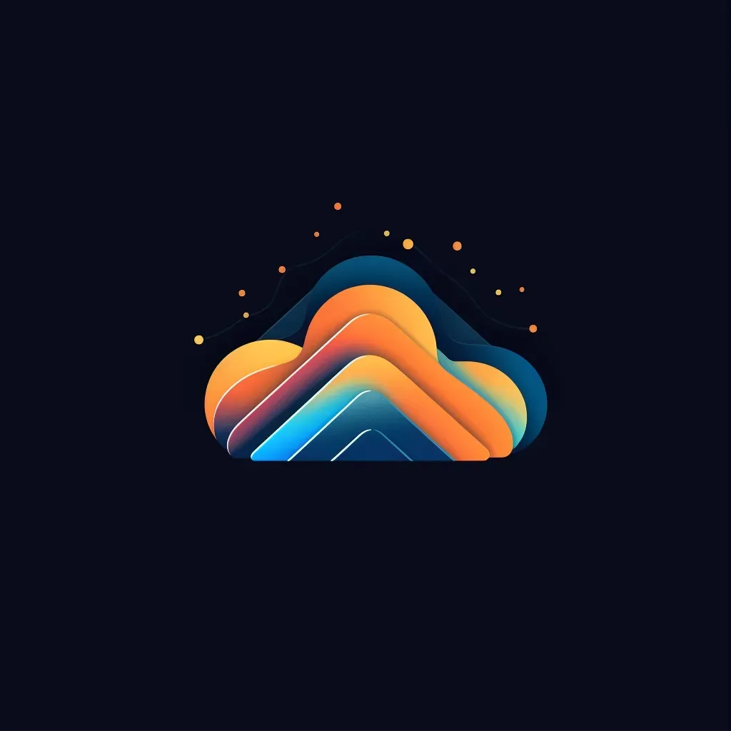 Modern and abstract logo with a cloud icon in orange and blue - Image 1