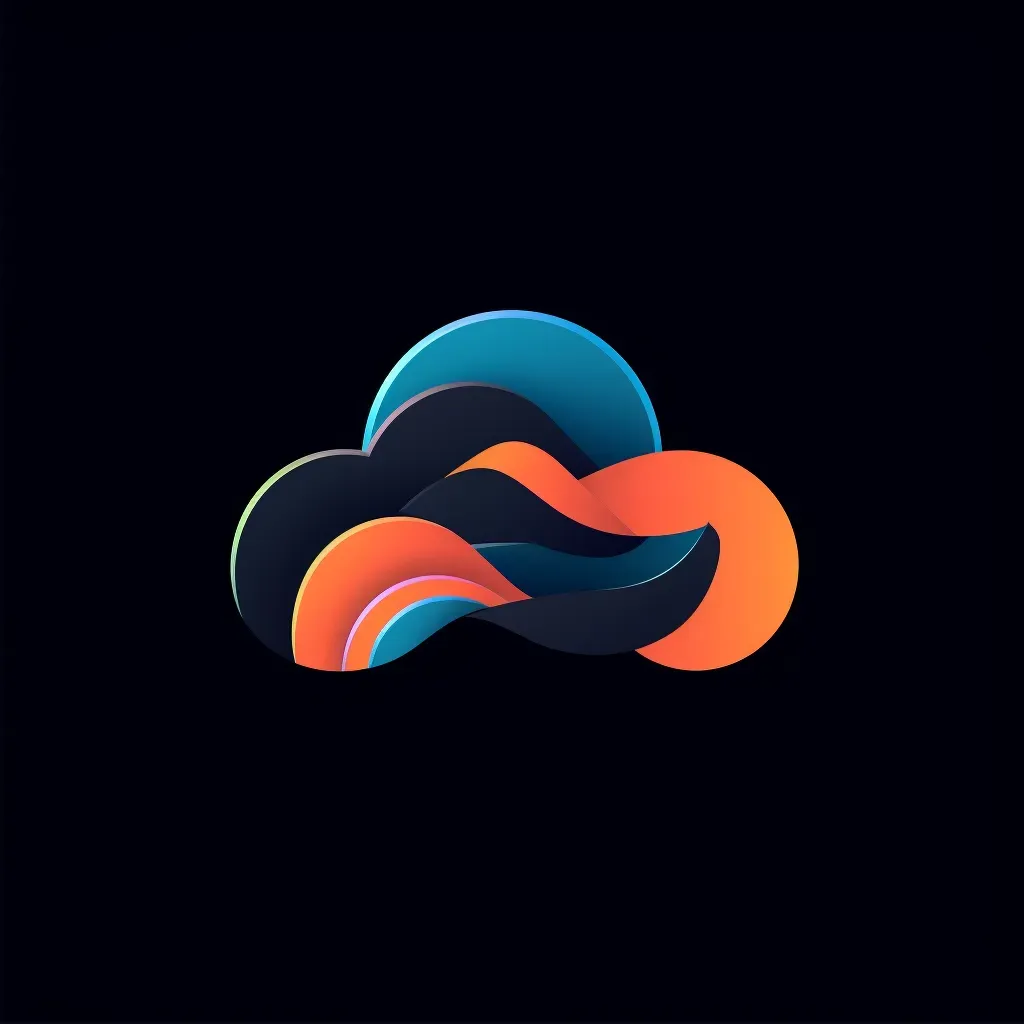 Modern and abstract logo with a cloud icon in orange and blue - Image 2