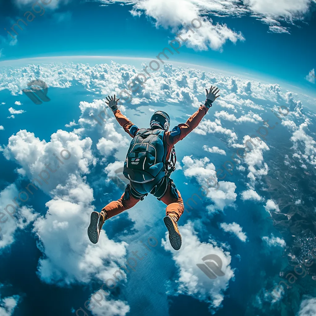 Skydiver free-falling with clouds below - Image 2