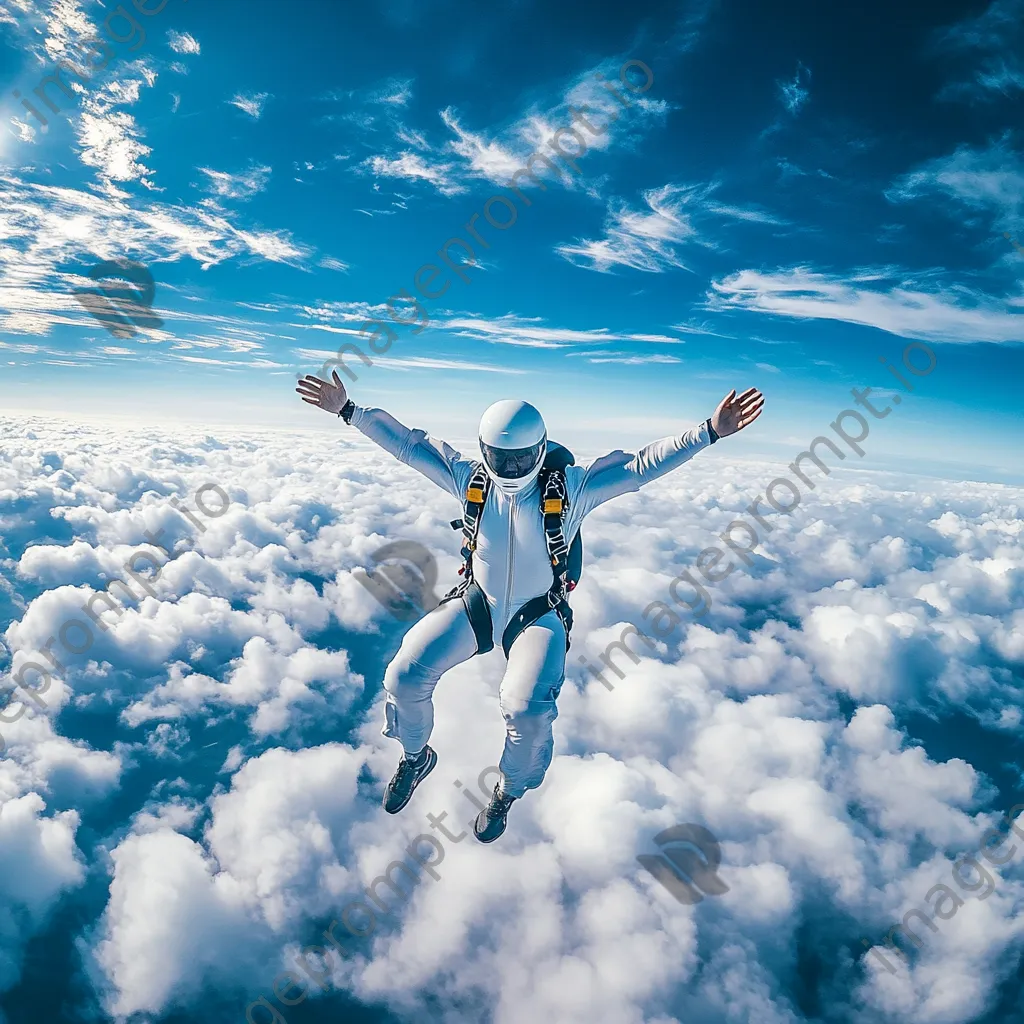 Skydiver free-falling with clouds below - Image 3