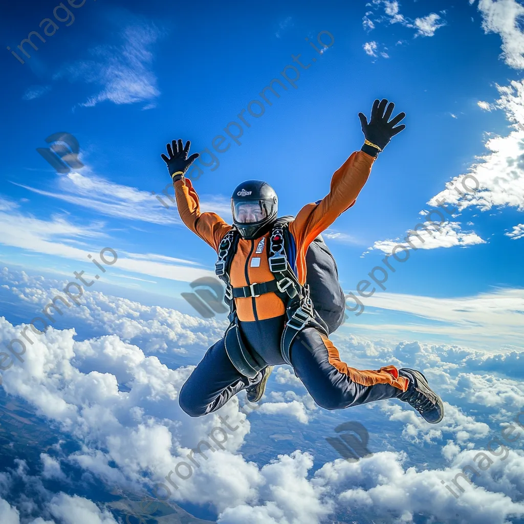 Skydiver free-falling with clouds below - Image 4