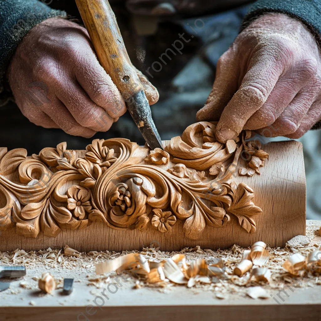 Artisan carving decorative piece from hedgerow wood - Image 4