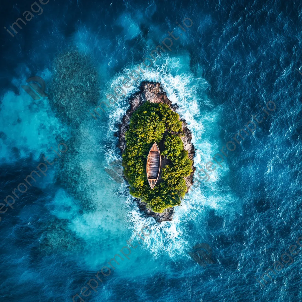 Aerial view of a tropical island with a boat in the ocean - Image 2