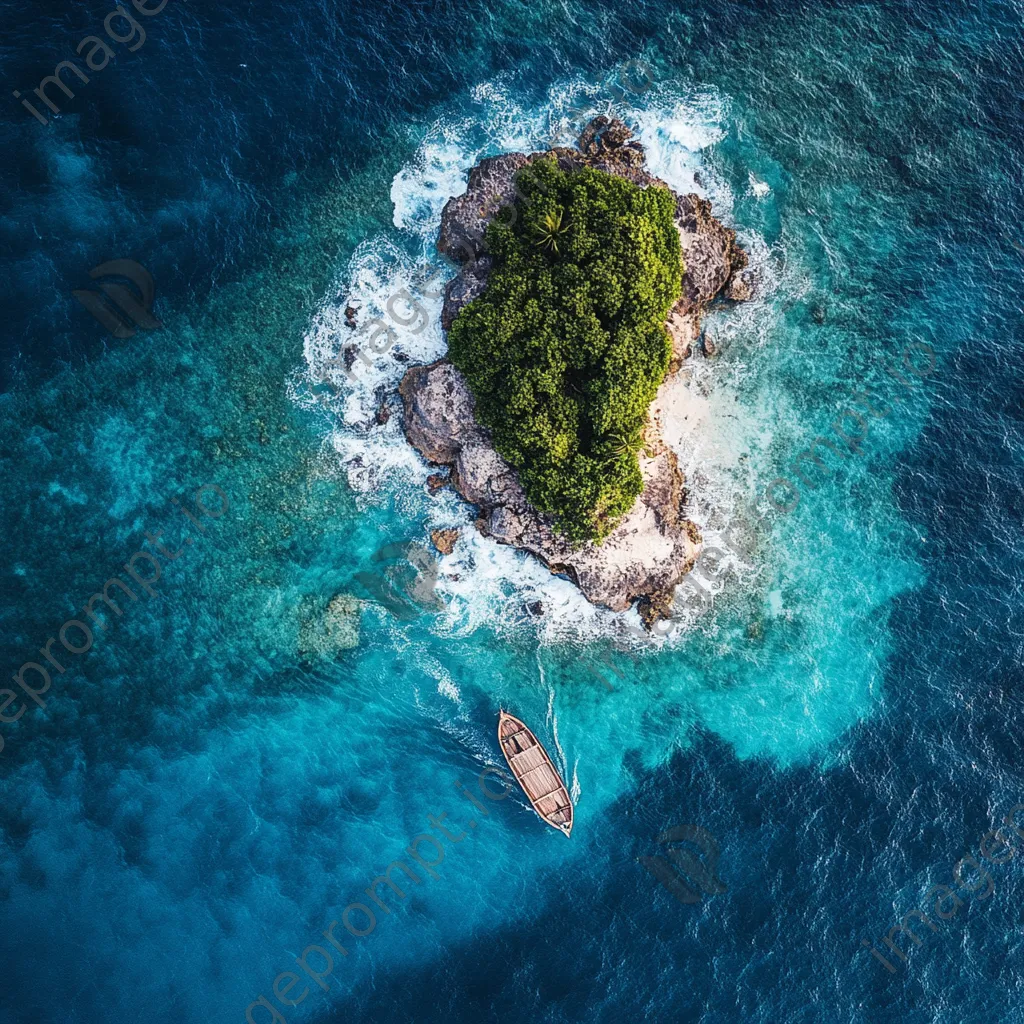 Aerial view of a tropical island with a boat in the ocean - Image 3