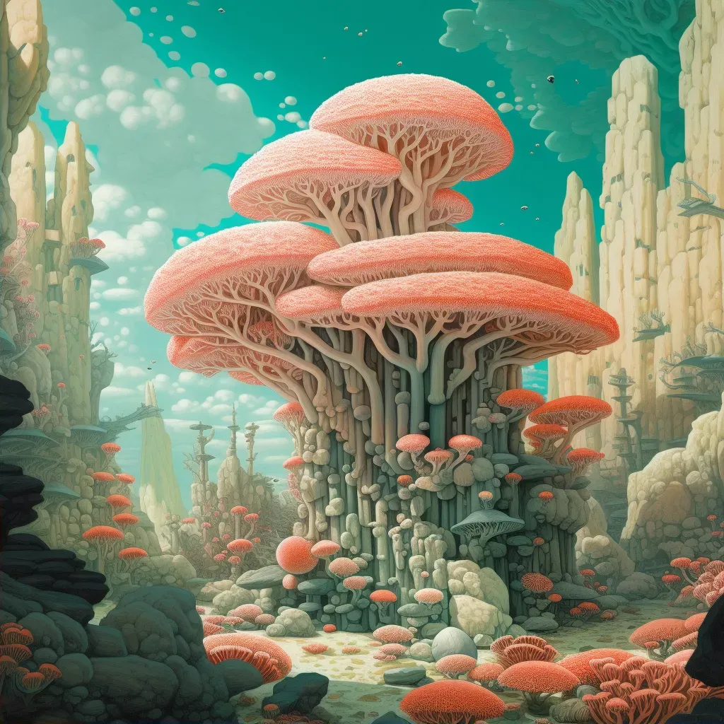 Illustration of surreal landscape of a coral