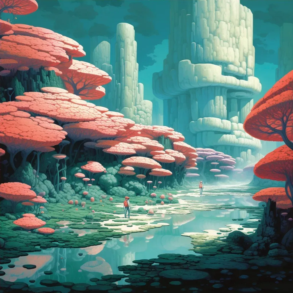 Illustration of surreal landscape of a coral