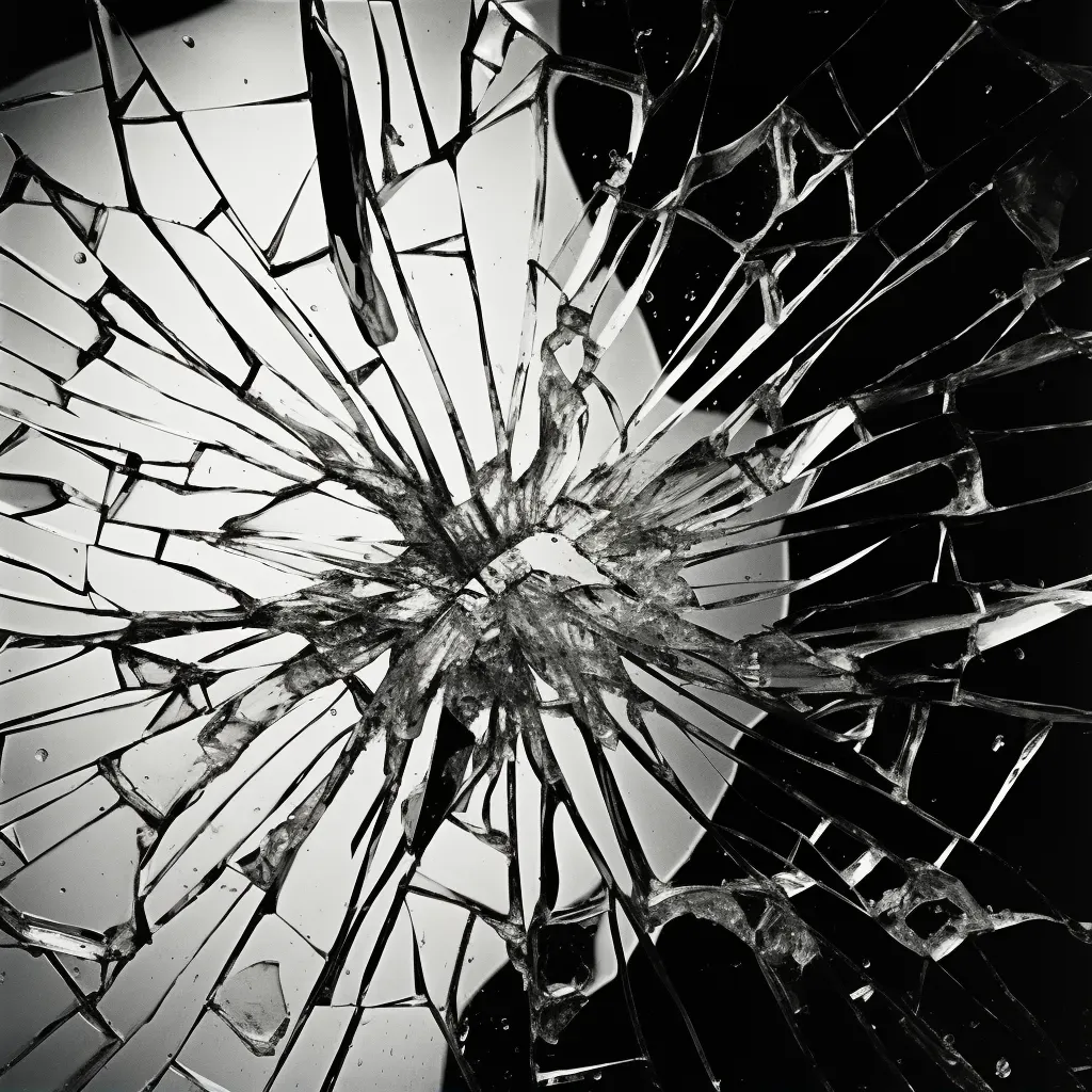 Broken glass displaying sharp, jagged edges against a smooth surface - Image 2