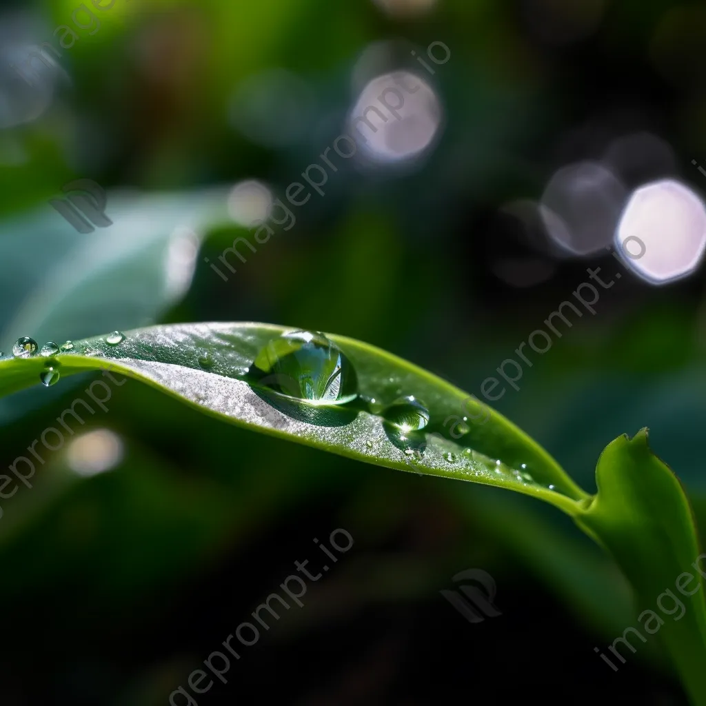 Single drop of water on a green leaf - Image 3