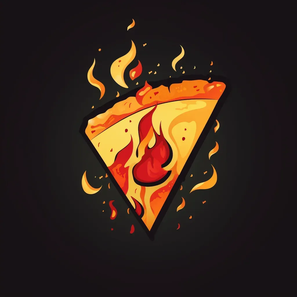 Logo for a pizzeria with a stylized pizza slice icon in red and yellow colors on a dark brick background - Image 2