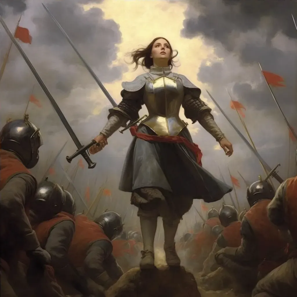 Joan of Arc leading troops in battle in image prompt - Image 4