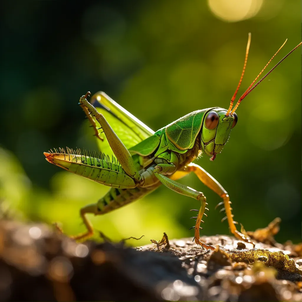 Close-up of a grasshopper leaping in mid-air - Image 1