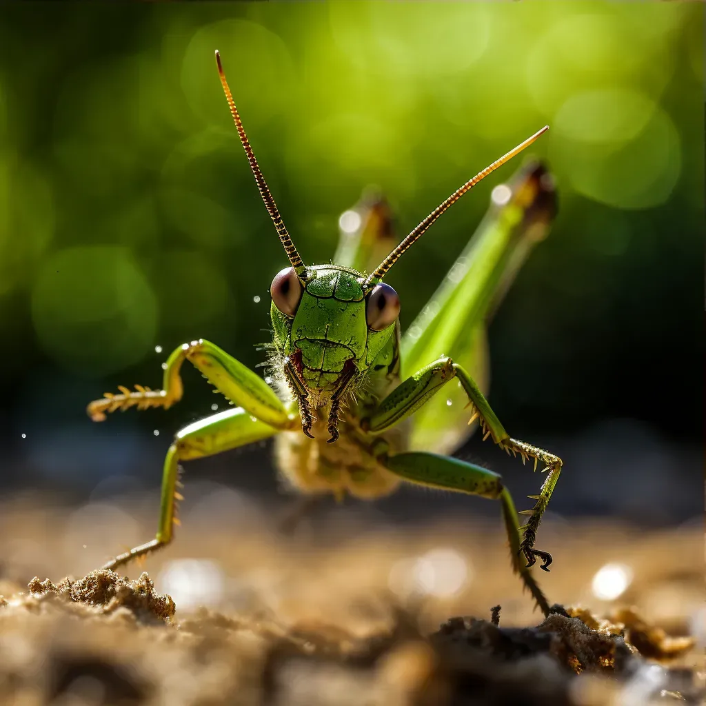 Close-up of a grasshopper leaping in mid-air - Image 3