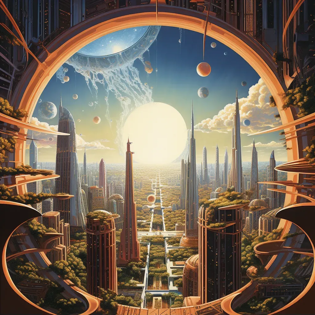 Image of a futuristic city with a wormhole in the sky - Image 2