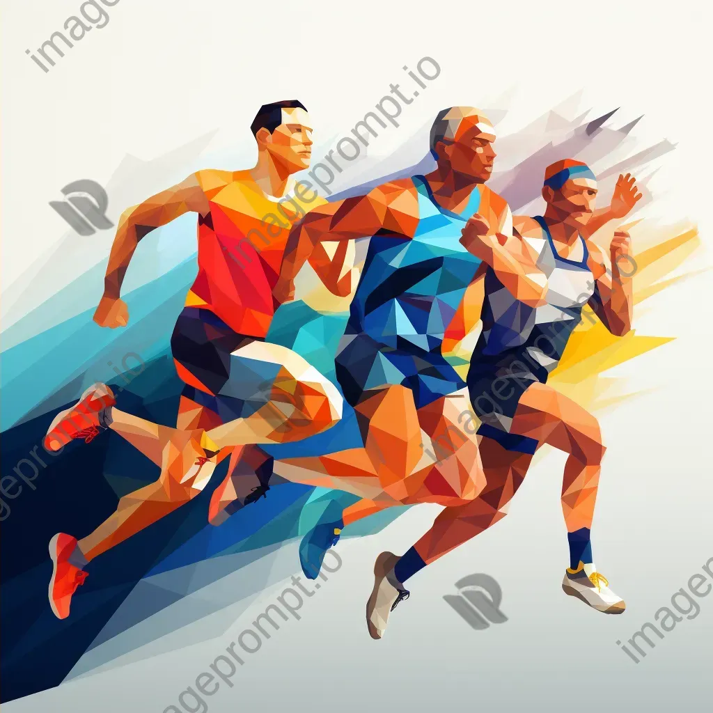 Low Poly representation of athletes in action - Image 2