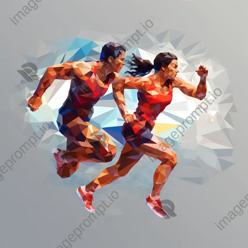 Low Poly representation of athletes in action - Image 3