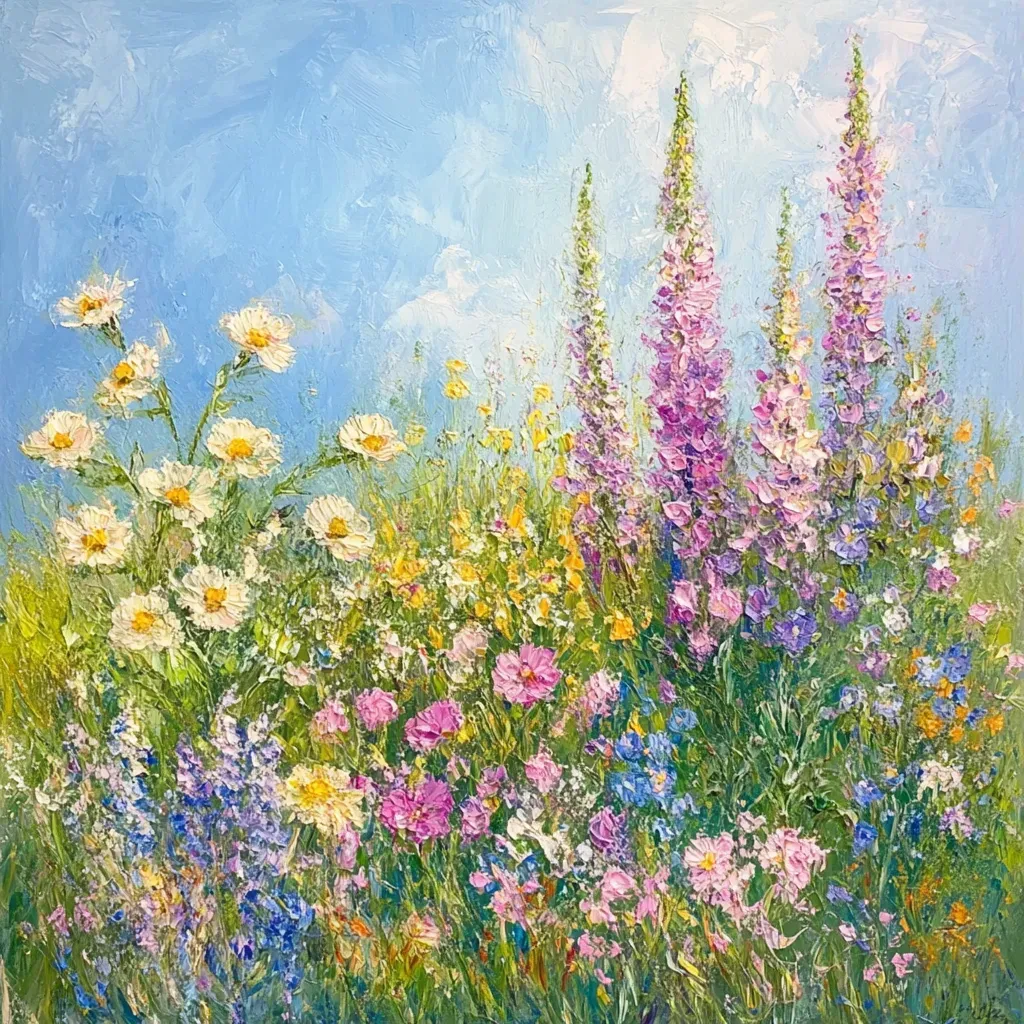 Impressionistic pastel painting of a sunlit meadow with flowers symbolizing shared moments of friendship - Image 1