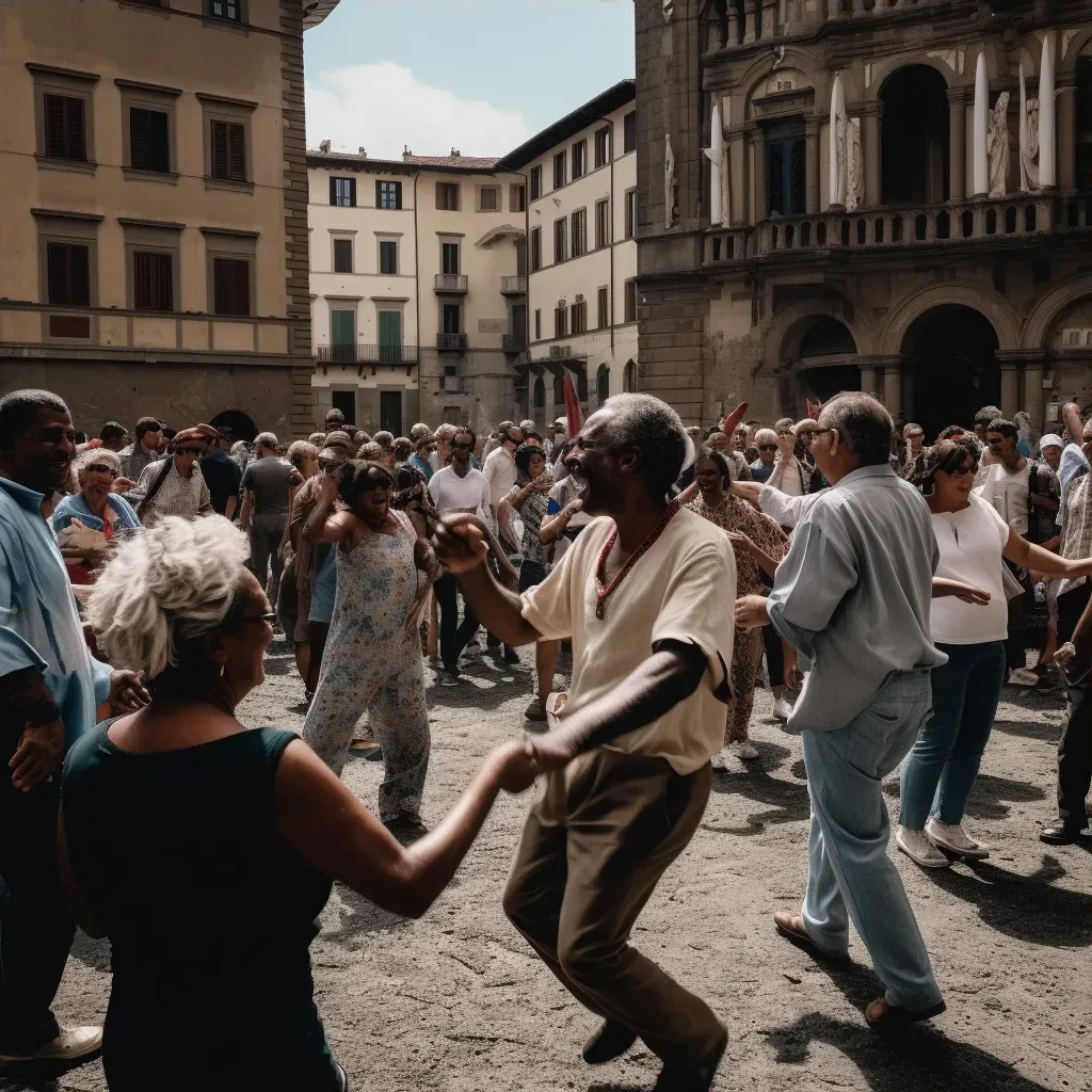 Illustration of a dance celebration in a resilient community, symbolizing unity and collective joy - Image 3