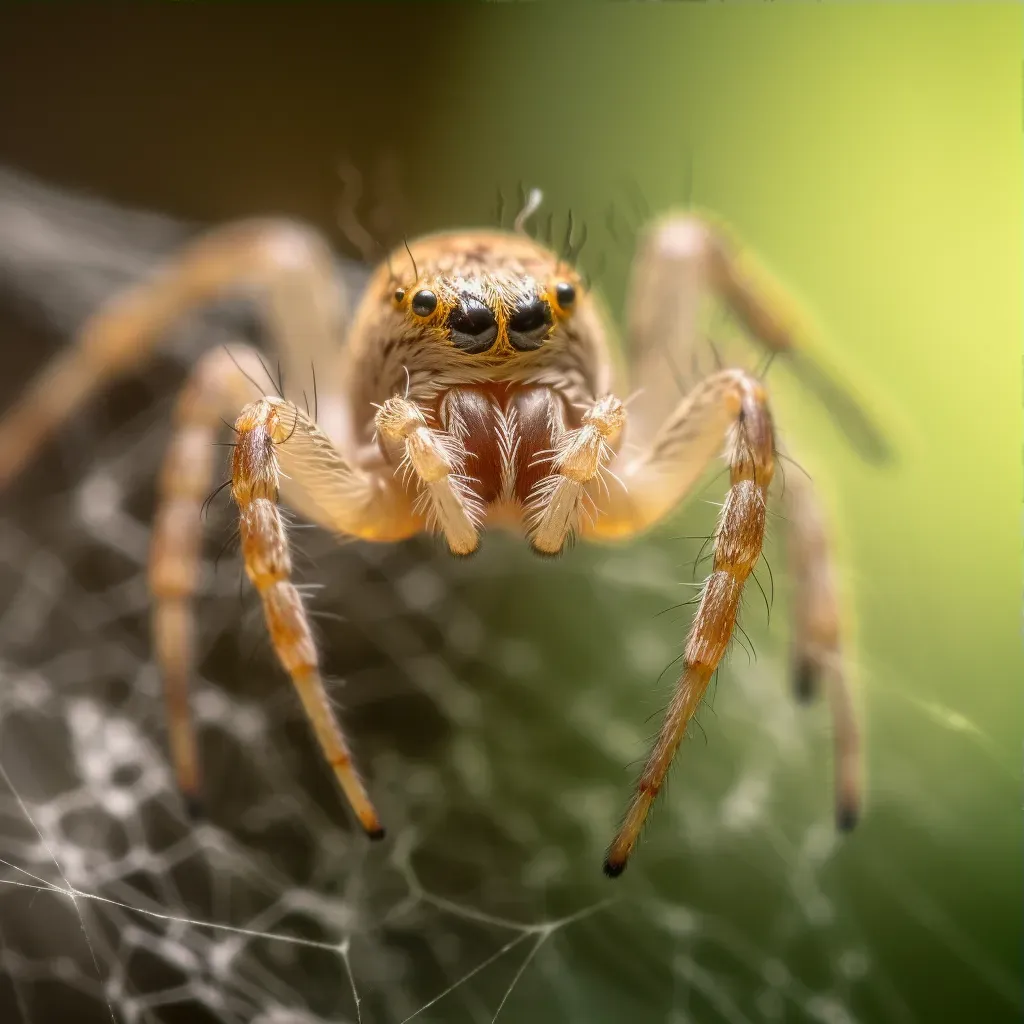 Spider hanging from its silk thread in extreme close-up - Image 3