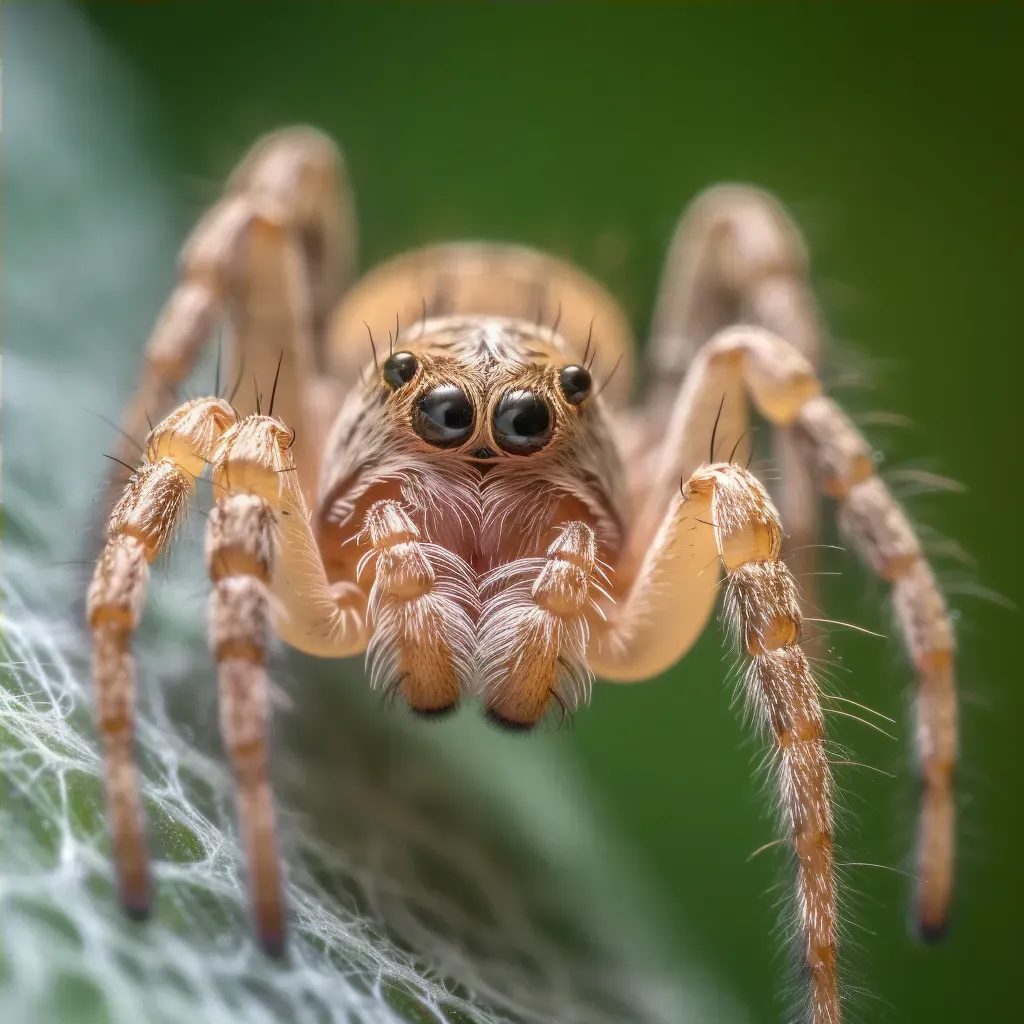 Spider hanging from its silk thread in extreme close-up - Image 4