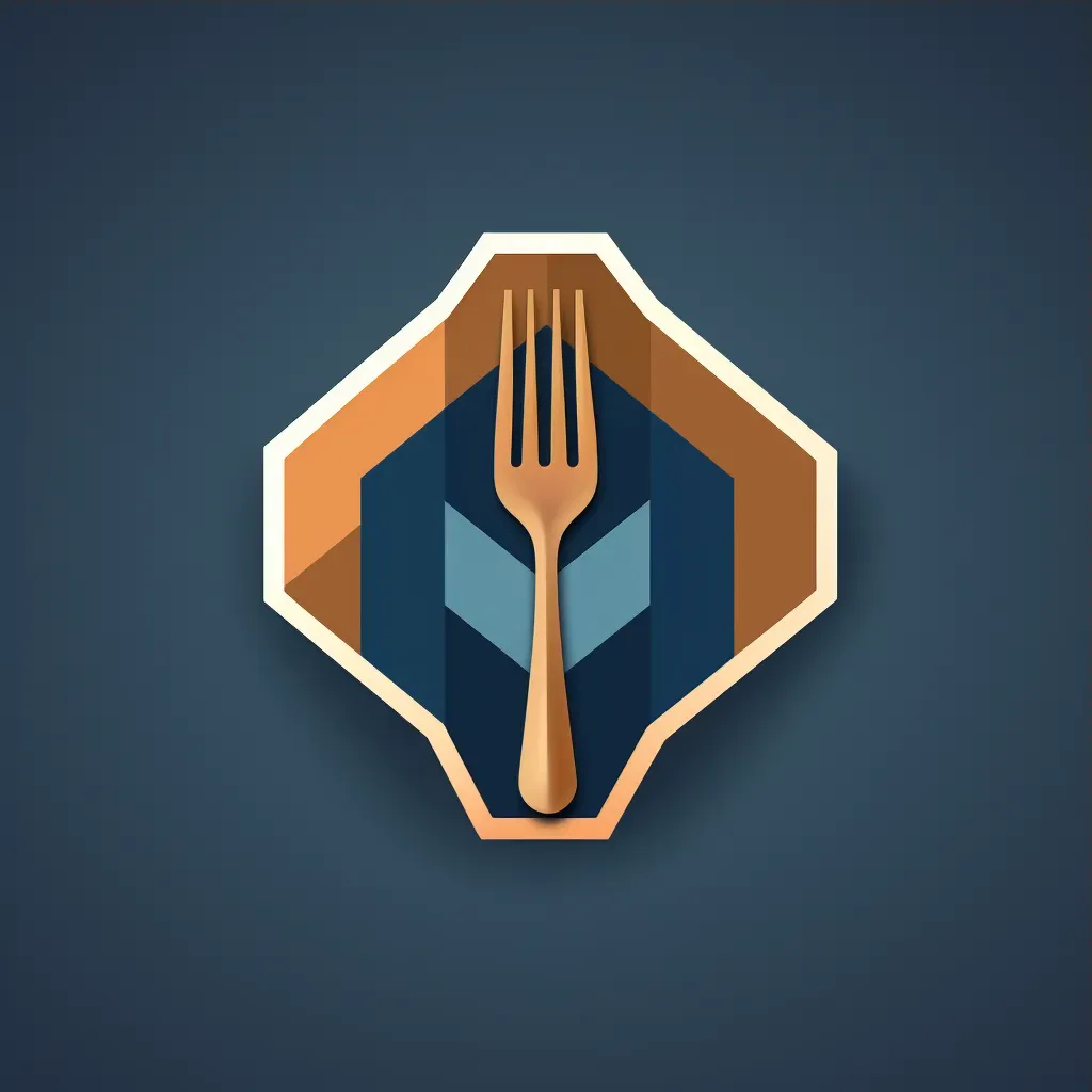 Abstract utensils logo design in blue and copper colors - Image 3