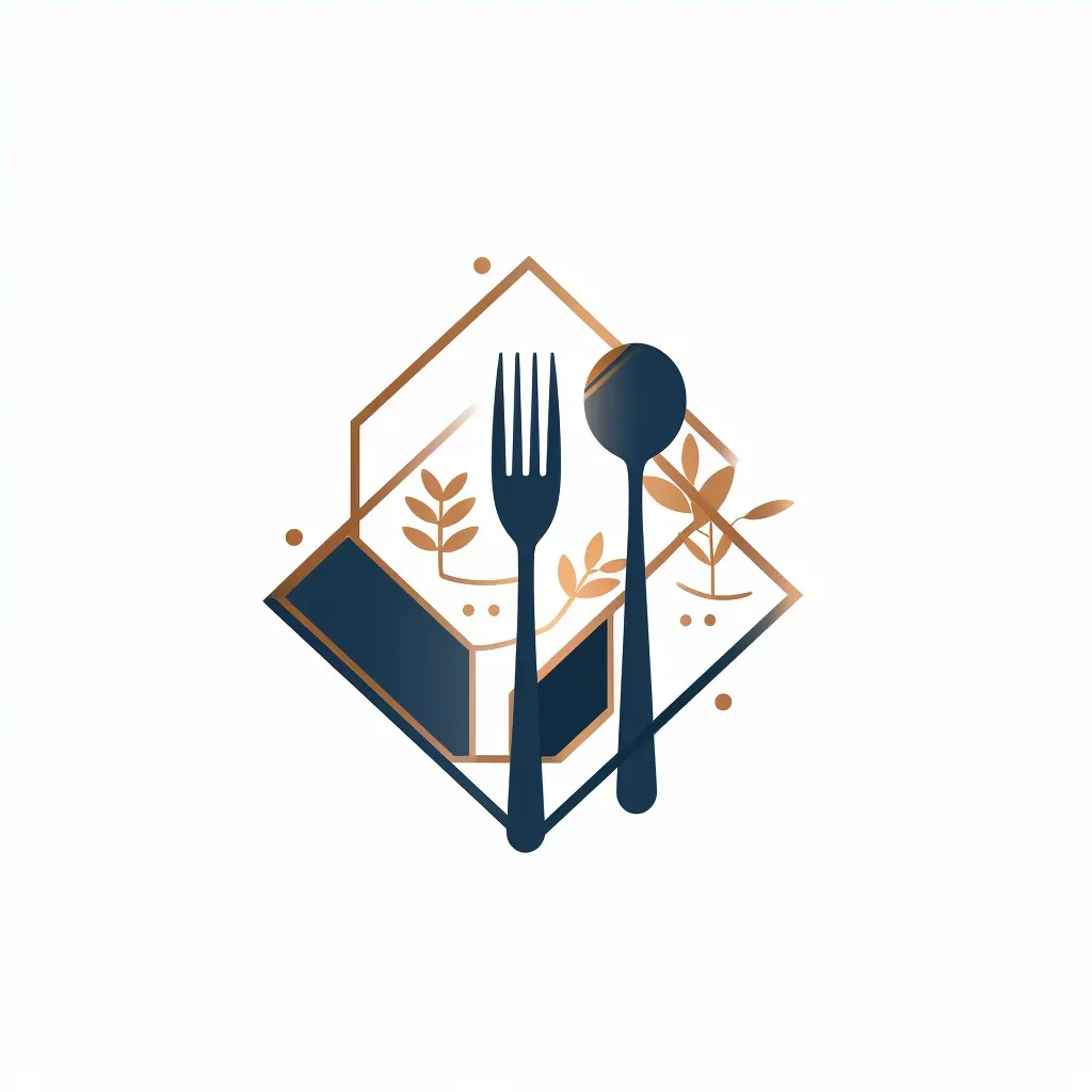 Abstract utensils logo design in blue and copper colors - Image 4