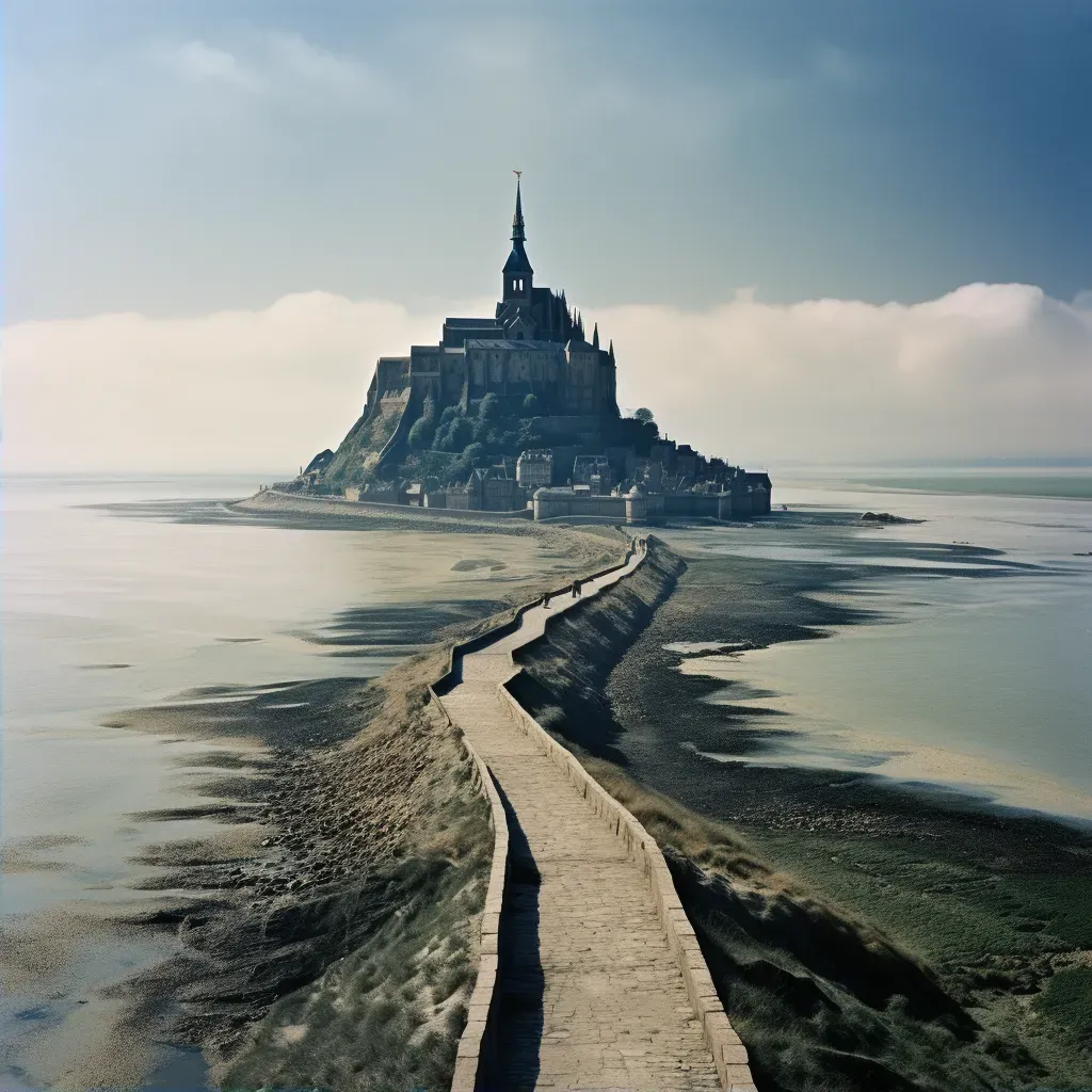 Image of Mont Saint-Michel rising from the sea majestically connected by causeway - Image 2