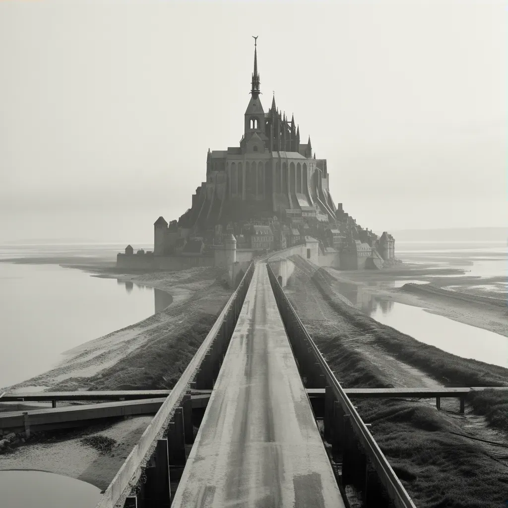 Image of Mont Saint-Michel rising from the sea majestically connected by causeway - Image 3