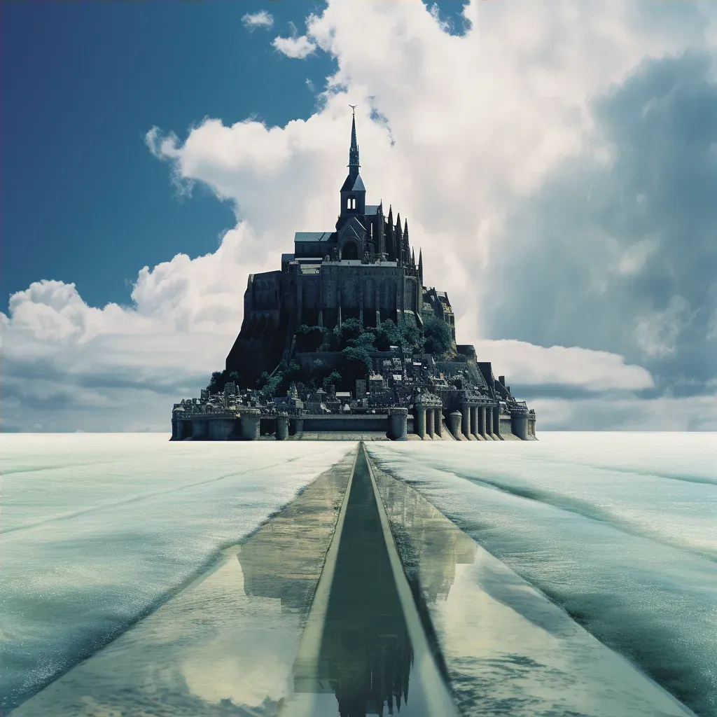 Image of Mont Saint-Michel rising from the sea majestically connected by causeway - Image 4