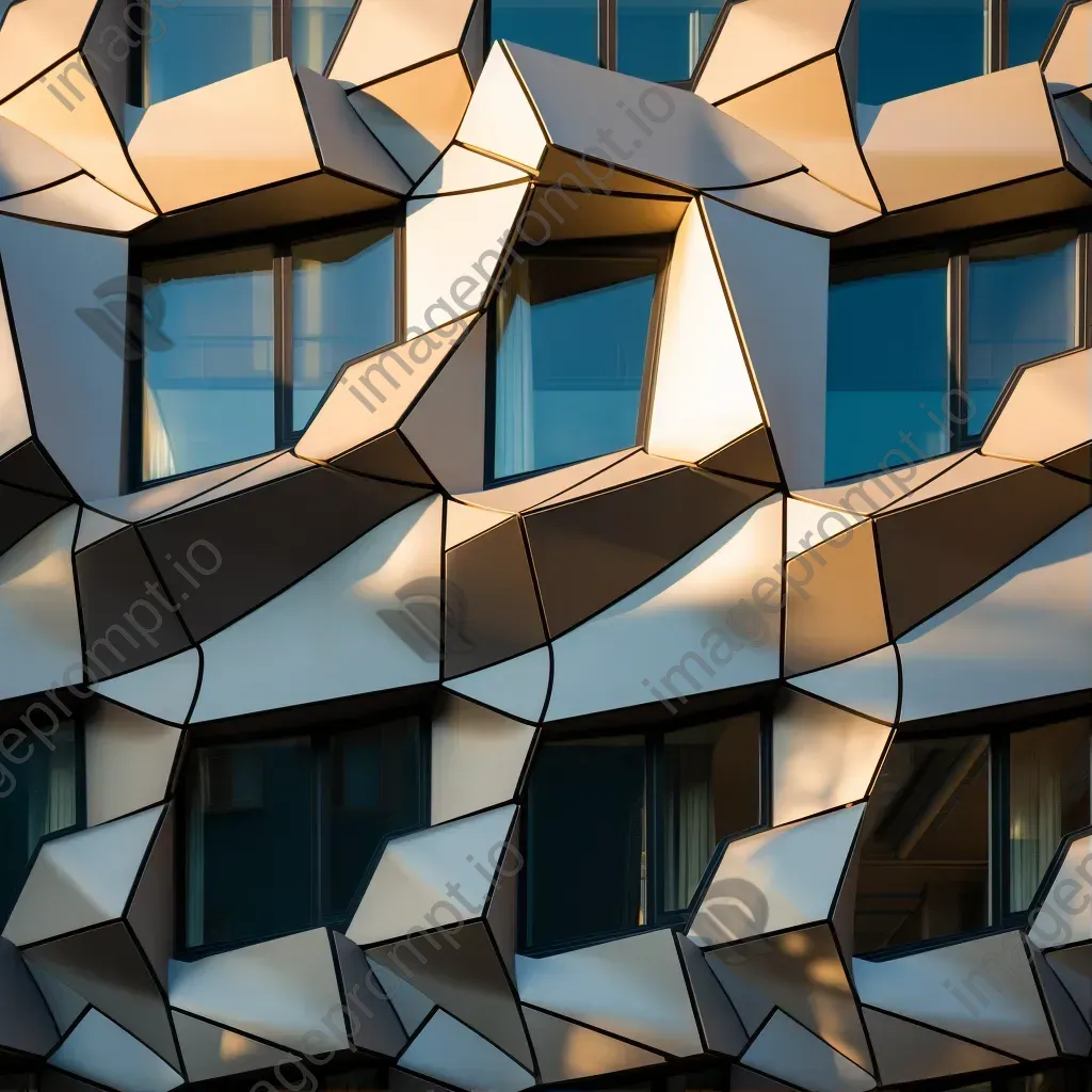 Abstract architectural facade with asymmetrical patterns on Fujifilm X-T3 - Image 1