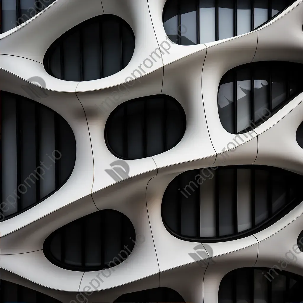 Abstract architectural facade with asymmetrical patterns on Fujifilm X-T3 - Image 2