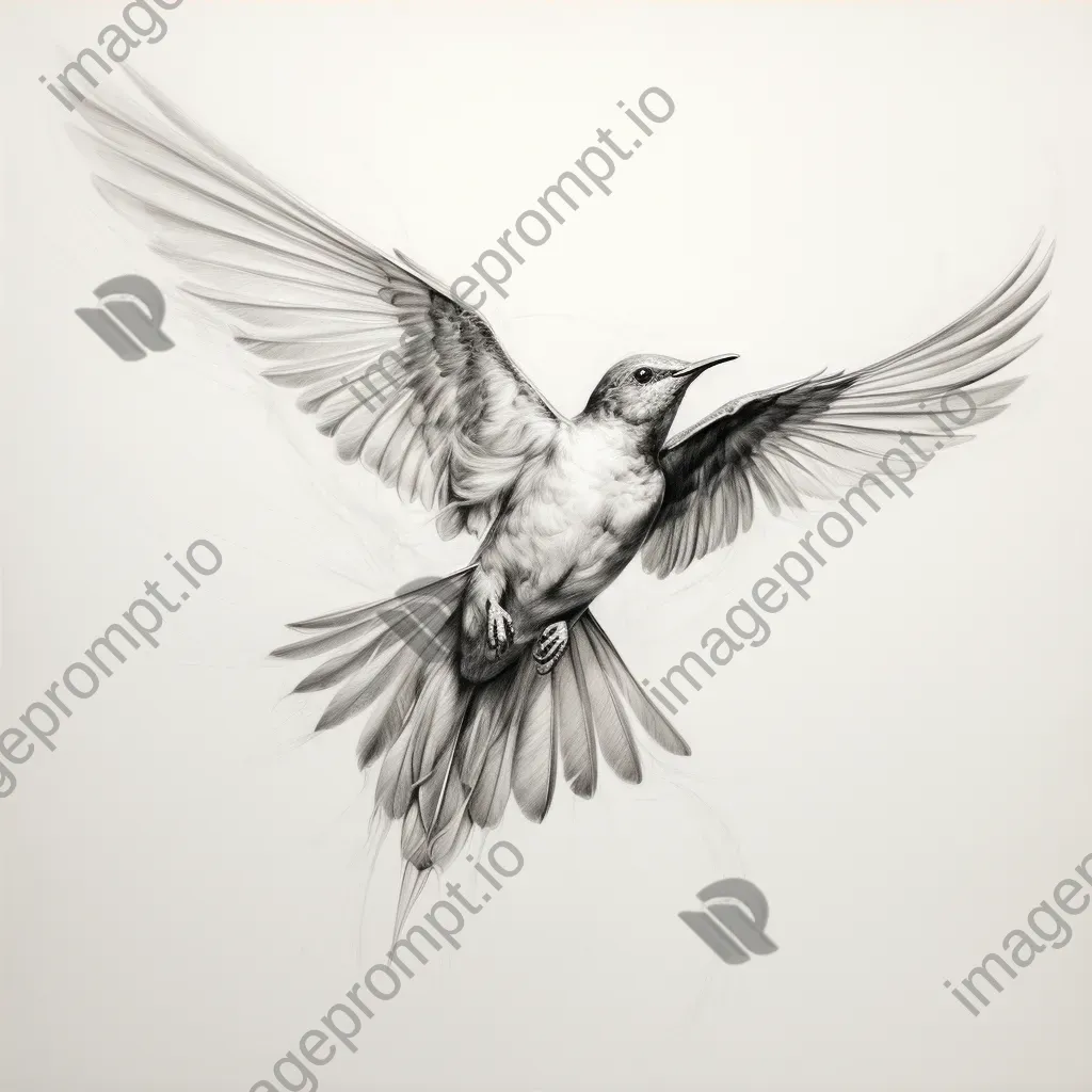 Detailed anatomical sketch of bird flight showing wing movements and air streams - Image 4