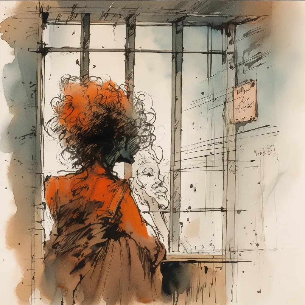 Woman gazing out from behind iron bars on a window - Image 4