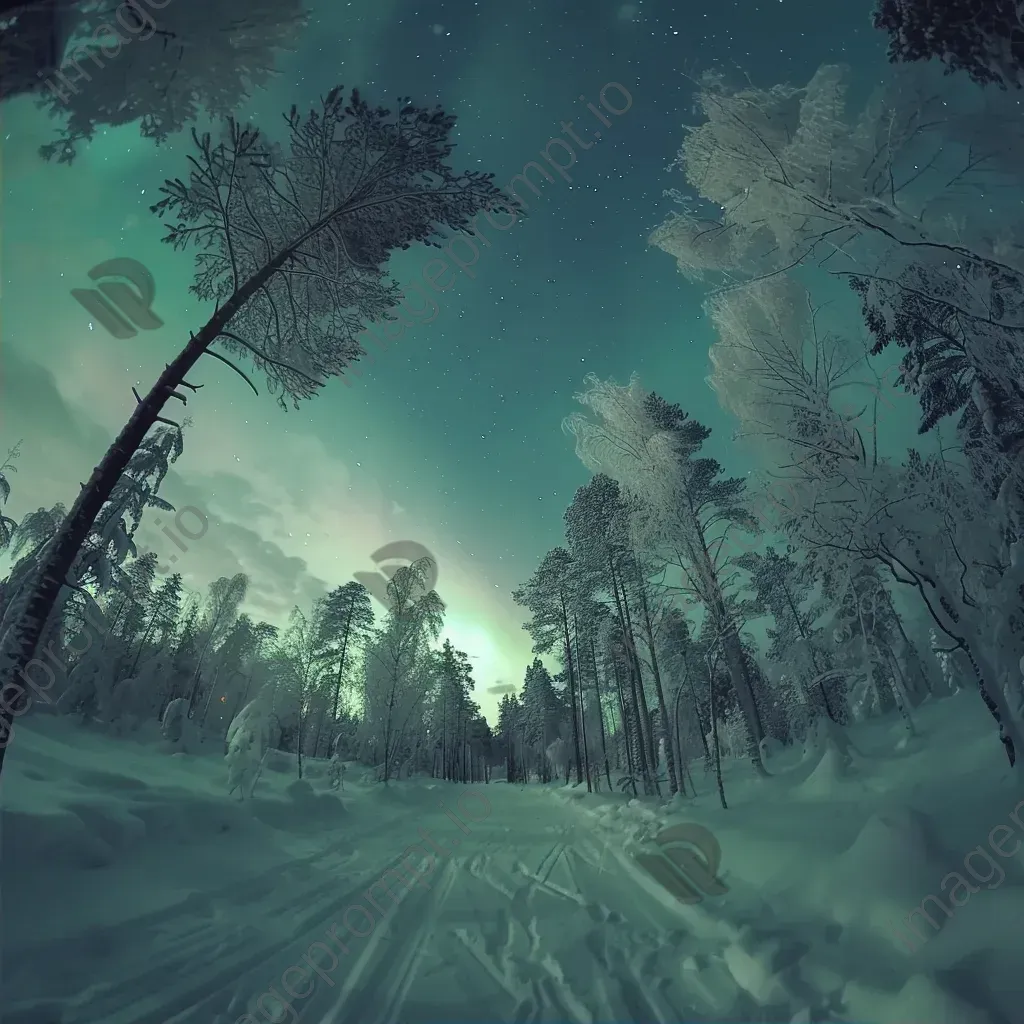 Mystical aurora borealis winter forest - Image 2